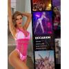 imageRSLOVE Lingerie for Women Sexy Lace Bodysuit Fishnet Teddy One Piece Deep V Mesh BabydollFluorescent Pink