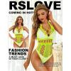imageRSLOVE Lingerie for Women Sexy Lace Bodysuit Fishnet Teddy One Piece Deep V Mesh BabydollFluorescent Yellow
