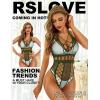 imageRSLOVE Lingerie for Women Sexy Lace Bodysuit Fishnet Teddy One Piece Deep V Mesh BabydollGreen