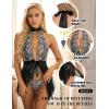 imageRSLOVE Women Lingerie Lace Babydoll Sexy Chemise Halter Teddy Mesh Sleepwear Boudoir OutfitsBlack