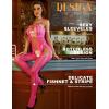 imageRSLOVE Womens Fishnet Bodystocking Sexy Exotic Lingerie Crotchless One Piece Bodysuit Plus Size TightsFluorescent Pink