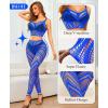 imageRSLOVE Womens Sexy Lingerie Sets Bodystocking  Fishnet Bodysuit Sexy Camisole top ampamp Stocking 2 Piece Cutout Fishnet LeggingBlue