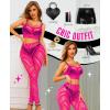 imageRSLOVE Womens Sexy Lingerie Sets Bodystocking  Fishnet Bodysuit Sexy Camisole top ampamp Stocking 2 Piece Cutout Fishnet LeggingFluorescent Pink