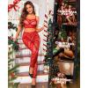 imageRSLOVE Womens Sexy Lingerie Sets Bodystocking  Fishnet Bodysuit Sexy Camisole top ampamp Stocking 2 Piece Cutout Fishnet LeggingRed