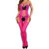 imageRSLOVE Womens Fishnet Bodystocking Sexy Exotic Lingerie Crotchless One Piece Bodysuit Plus Size TightsFluorescent Pink