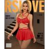 imageRSLOVE Faux Leather Lingerie for Women  Sexy Strappy Lingerie Set with Push Up Bra Choker Mini Skirt and ThongRed