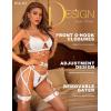 imageRSLOVE Lingerie Set for Women 4 Pieces Sexy Strappy Push Up Bra and Panty Sets with Chain Naughty Underwire Garter SetWhite