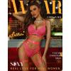 imageRSLOVE Women Lingerie Set with Garter Belt  4 Piece Strappy Lingerie Underwire Push Up Bra and Panty Exotic Brassieres SetPink