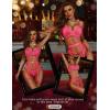 imageRSLOVE Women Lingerie Set with Garter Belt  4 Piece Strappy Lingerie Underwire Push Up Bra and Panty Exotic Brassieres SetPink
