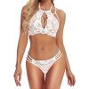 imageRSLOVE Women Sexy Lingerie Set Lace Bra and Panty Sets 2 Piece Babydoll Lace Teddy BodysuitWhite