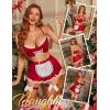 imageRSLOVE Sexy Womens Lingerie Set  5 Piece Lace Babydoll Dress Exotic Lingerie Set Roleplay CostumeWine Red