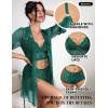 imageRSLOVE Women Sexy Lingerie Set  3 Piece Lace Bra and Panty Sets with Mesh Kimono Robe Nightgown SleepwearGreen
