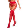 imageRSLOVE Women Lace Thigh High  Sheer Silicone Stockings Womens Sexy Stay Up Suspender Pantyhose Nylon Garter Belt TightsRed