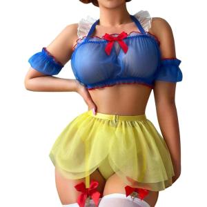 imageRSLOVE Sexy Womens Lingerie Set  Sexy Cosplay Lingerie Set Princess Lingerie Halloween Costumes Halloween Lingerie Role PlayBlueyellow