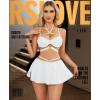 imageRSLOVE Faux Leather Lingerie for Women  Sexy Strappy Lingerie Set with Push Up Bra Choker Mini Skirt and ThongWhite