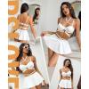 imageRSLOVE Faux Leather Lingerie for Women  Sexy Strappy Lingerie Set with Push Up Bra Choker Mini Skirt and ThongWhite