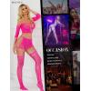 image:imageRSLOVE Lingerie Sets for Women Sexy  Fishnet BabyDoll Garter Mini Skirt Bodystocking Mesh Bodysuit Outfits NightwearHot Pink