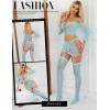 image:imageRSLOVE Lingerie Sets for Women Sexy  Fishnet BabyDoll Garter Mini Skirt Bodystocking Mesh Bodysuit Outfits NightwearLight Blue