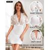 image:imageRSLOVE Sexy Lingerie Babydoll Outfits  Women V Neck Corset 2 Piece Nightwear Lace Sheer Mesh Chemise with ThongWhite