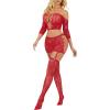 image:imageRSLOVE Lingerie Sets for Women Sexy  Fishnet BabyDoll Garter Mini Skirt Bodystocking Mesh Bodysuit Outfits NightwearRed