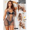 image:imageRSLOVE Womens Fishnet Bodysuit Lingerie  Sexy Sparkle Cut Out Romper Stripper Rave Outfit Glittering Bodystocking
