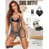 image:imageRSLOVE Womens Fishnet Bodysuit Lingerie  Sexy Sparkle Cut Out Romper Stripper Rave Outfit Glittering Bodystocking