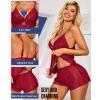 image:imageRSLOVE Womens Pajama Sets Lace Lingerie Sets 2 Piece Cami Shorts Set PJ Set Sleepwear Nightwear