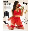 image:imageRSLOVE Lingerie Sets for Women Sexy  Lingerie for Women Lace Bra and Panty 3 Piece With Garter Mesh Babydoll Teddy BodysuitRed