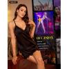 image:imageRSLOVE Sexy Lingerie for Women  Satin Nightwear Spaghetti Strap Silk Nightgown Babydoll Chemise Lace Trim Sleep DressBlack