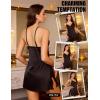 image:imageRSLOVE Sexy Lingerie for Women  Satin Nightwear Spaghetti Strap Silk Nightgown Babydoll Chemise Lace Trim Sleep DressBlack