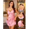 image:imageRSLOVE Sexy Lingerie for Women  Satin Nightwear Spaghetti Strap Silk Nightgown Babydoll Chemise Lace Trim Sleep DressPink