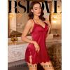 image:imageRSLOVE Sexy Lingerie for Women  Satin Nightwear Spaghetti Strap Silk Nightgown Babydoll Chemise Lace Trim Sleep DressRed