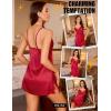 image:imageRSLOVE Sexy Lingerie for Women  Satin Nightwear Spaghetti Strap Silk Nightgown Babydoll Chemise Lace Trim Sleep DressRed