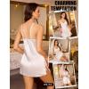image:imageRSLOVE Sexy Lingerie for Women  Satin Nightwear Spaghetti Strap Silk Nightgown Babydoll Chemise Lace Trim Sleep DressWhite