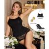 image:imageRSLOVE Sexy Pajama Set for Women  Sheer Floral Lace Cami Short PJ Set Pajamas Lingerie Sleepwear 2 Piece NightwearBlack