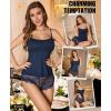 image:imageRSLOVE Sexy Pajama Set for Women  Sheer Floral Lace Cami Short PJ Set Pajamas Lingerie Sleepwear 2 Piece NightwearNavy Blue