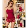 image:imageRSLOVE Sexy Pajama Set for Women  Sheer Floral Lace Cami Short PJ Set Pajamas Lingerie Sleepwear 2 Piece NightwearRed