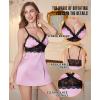 image:imageRSLOVE Womens Lingerie Sexy Nightgown  V Neck Satin Babydoll Chemise Lace Slip Dress Sleepwear LoungewearPink