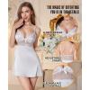 image:imageRSLOVE Womens Lingerie Sexy Nightgown  V Neck Satin Babydoll Chemise Lace Slip Dress Sleepwear LoungewearWhite