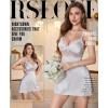 image:imageRSLOVE Womens Lingerie Sexy Nightgown  V Neck Satin Babydoll Chemise Lace Slip Dress Sleepwear LoungewearWhite