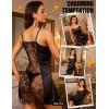 image:imageRSLOVE Womens Lingerie Sexy Satin Nightgown  V Neck Lace Babydoll Slip Chemise with Adjustable Straps SleepwearBlack