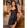 image:imageRSLOVE Womens Lingerie Sexy Satin Nightgown  V Neck Lace Babydoll Slip Chemise with Adjustable Straps SleepwearBlack