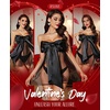 image:imageRSLOVE Lingerie for Women  Bow Babydoll Lingerie Set 2 Piece Satin Dress Teddy Bodysuit Gift OutfitBlack