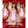 image:imageRSLOVE Lingerie for Women  Bow Babydoll Lingerie Set 2 Piece Satin Dress Teddy Bodysuit Gift OutfitPink