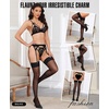 image:imageRSLOVE Thigh High Stockings for Women  Sexy Sheer Back Seam Stockings with Antiskid Silicone Vintage for DailyPartyBlack