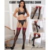 image:imageRSLOVE Thigh High Stockings for Women  Sexy Sheer Back Seam Stockings with Antiskid Silicone Vintage for DailyPartyBlack Red