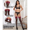 image:imageRSLOVE Thigh High Stockings for Women  Sexy Sheer Back Seam Stockings with Antiskid Silicone Vintage for DailyPartyBlack Red