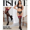 image:imageRSLOVE Thigh High Stockings for Women  Sexy Sheer Back Seam Stockings with Antiskid Silicone Vintage for DailyPartyBlack Red