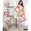 image:imageRSLOVE Thigh High Stockings for Women  Sexy Sheer Back Seam Stockings with Antiskid Silicone Vintage for DailyPartyWhite