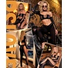 image:imageRSLOVE Women Fishnet Bodystocking Sexy  Lingerie Set Cut Out Bodysuit Two Piece Outfits Perfect for Rave amp ClubBlack